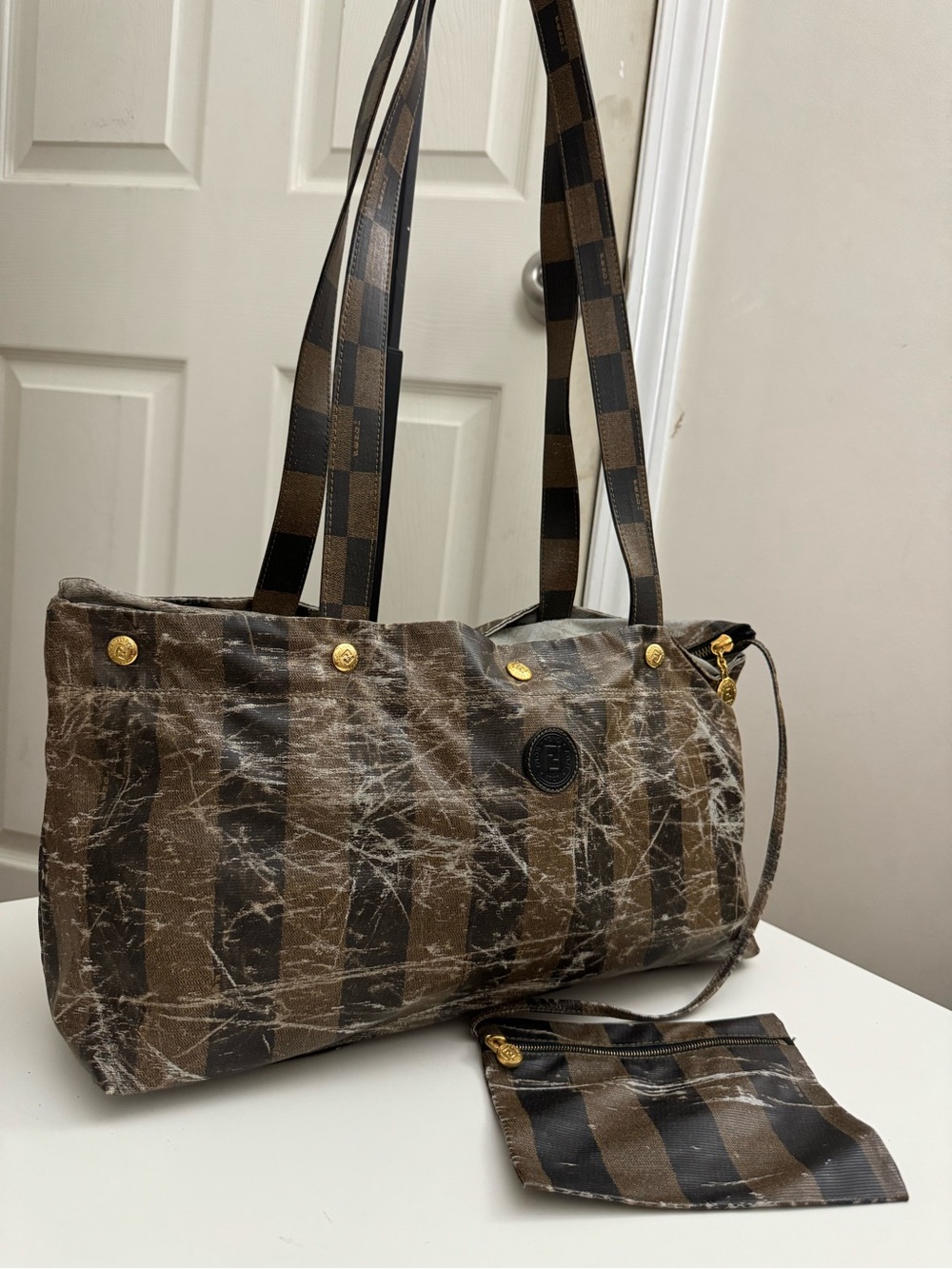 Authentic Vintage Fendi Pequin Tote Bag 43325960059 Made In Italy - Picture 2 of 16